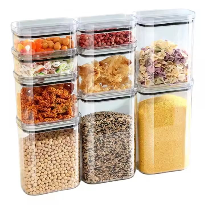 Juego De 4 Botellas Selladas De Gran Capacidad Para Almacenamiento De Cereales Transparente Plástico Resistente Al Humo En La Cocina - 1