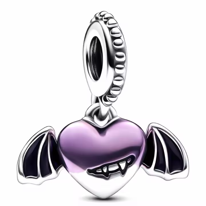 Pandora Charm de Colgante en Plata de Ley Demonio con alas de murciélago en forma de corazón 792290C01，Incluye Caja Original - 1
