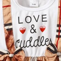 Vestido De Verano Para Bebé Niña Con Cuello Redondo Y Estampado De Oso Y Amor Falso Dos Piezas En Algodón - details 3
