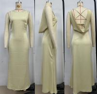 Vestido Largo Elegante Y Delgado De Verano Sin Mangas De Cuello Redondo Retro Para Vacaciones Estilo Casual Y Moda Color Sólido - details 2