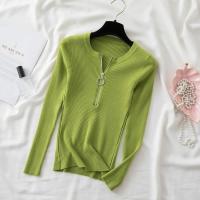 Suéter De Punto Para Mujer Con Cremallera Estilizado De Otoño/invierno Cuello En V Manga Larga Suave Y Ajustado - details 15