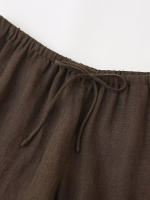 Conjunto De Moda Para Mujer Willshela 2 Piezas Camisa De Encaje Con Cordón Y Pantalones Vintage Con Cintura Elástica Chic Lady - details 12