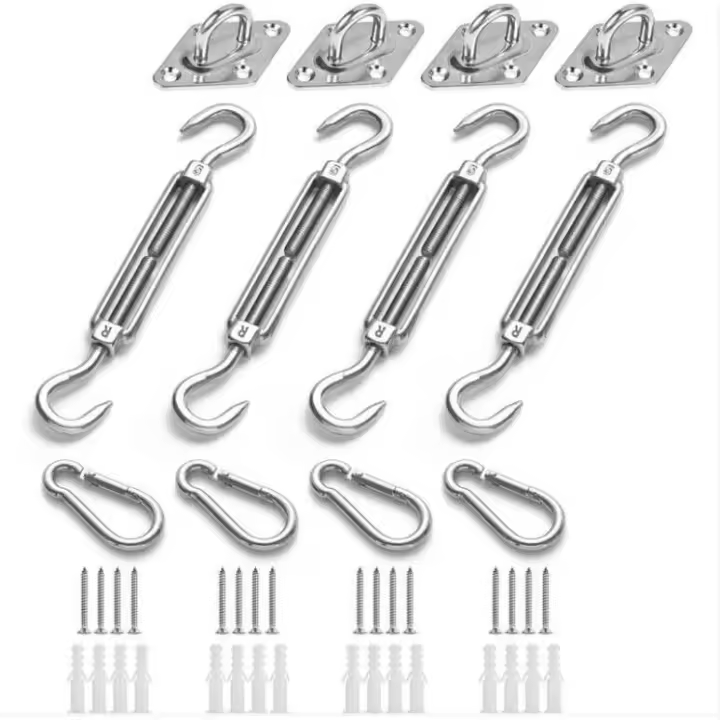 Kit de fijación de toldo, kit de fijación de toldo de acero inoxidable para triángulo y cuadrado, rectángulo, accesorios de fijación de toldo - 1