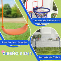 Outsunny Columpio Infantil 3 en 1 Columpio para Niños de 3-8 Años con Canasta y Portería de Fútbol Desmontable Marco de Acero Carga 45 kg para Exterior Multicolor - details 3
