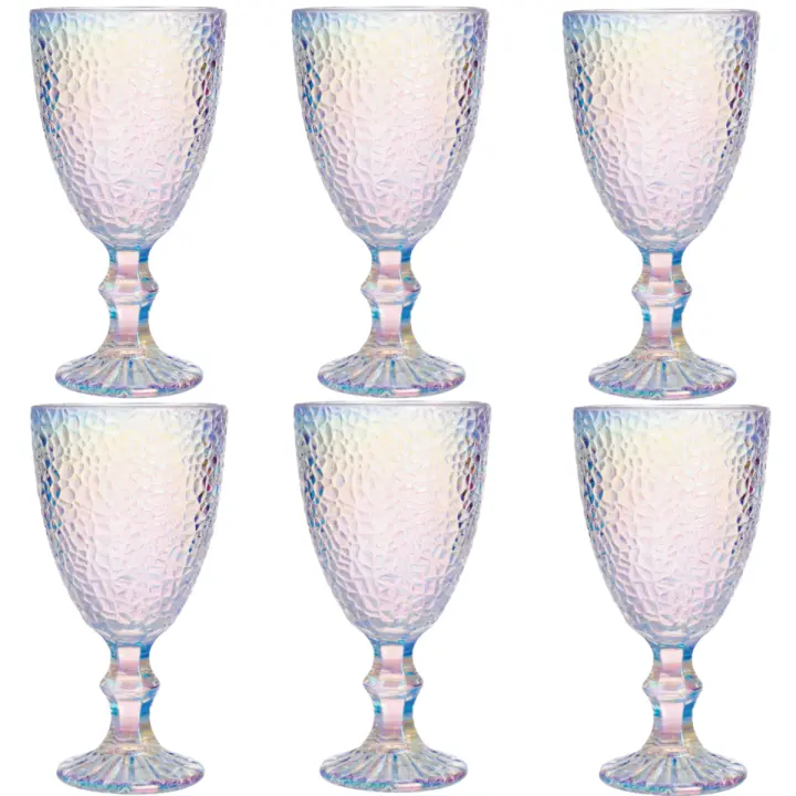 La Mediterránea SET 6 COPAS DE CRISTAL FESTO LUSTER AZUL/TRANSPARENTE 325CC - Toque Auténtico en Tu Mesa - 1