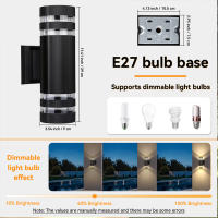 Lámpara De Pared Exterior LED Impermeable IP65 Con 2PCS Bombillas E27 Luz Decorativa Para Jardín 110V 220V Moderna Estilo - details 4