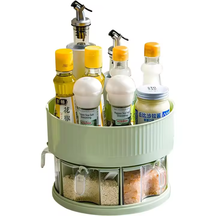 Organizador de Escritorio con Plato giratorio, Doble estante para species, de almacenamiento para condimentos multitición - 1