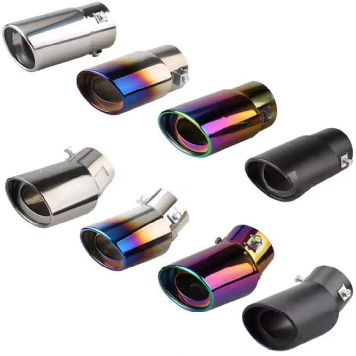Tubo De Escape De Coche Universal En Acero Inoxidable Redondo Con Finalización En Cromo Pieza De Repuesto Para Automóviles - 1