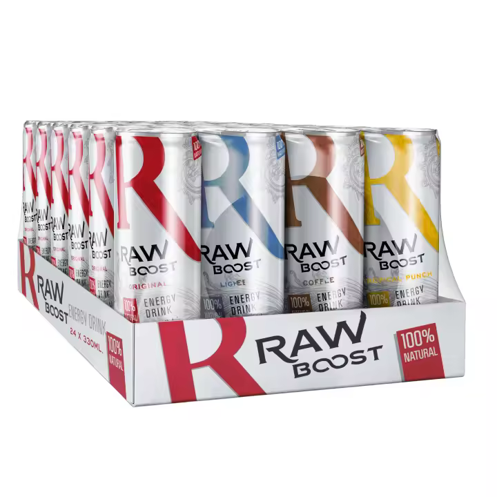 Raw Boost Mix 100% Natural & Vegan Energy Drink - Pack 24 X 330ml - 1