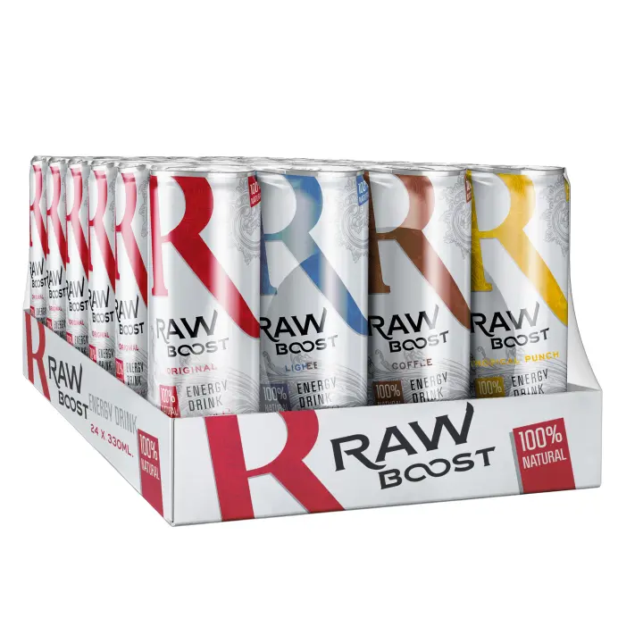 Raw Boost Mix 100% Natural & Vegan Energy Drink - Pack 24 X 330ml - 1