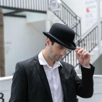 Sombrero Derby De Lana Negra 100% Para Hombres Y Mujeres Lining De Satén Estilo Formal Fedoras Para Fiestas Y Complementos De Magia Talla Ajustable - details 7