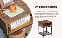 VASAGLE Mesita de Noche, Mesa Auxiliar con Compartimento Abierto y Estante de Malla, para Dormitorio, salón, Fácil Montaje, Ahorro de Espacio, Modelo Industrial, Marrón Rústico y Negro - details 1