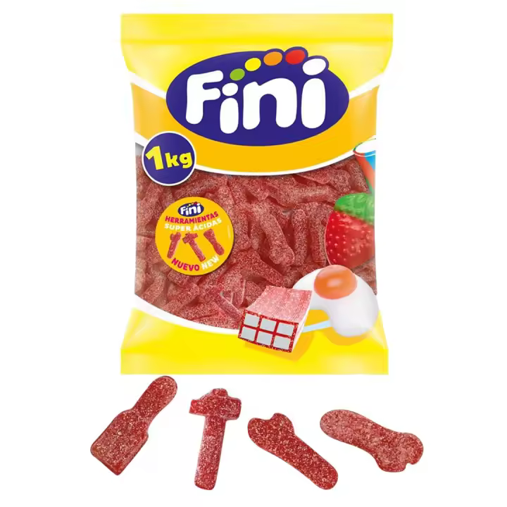 Gominolas Herramientas super acida Caramelos de Goma Fini Super Ácidos, Bolsa 1kg (Sin Gluten) - Deliciosos ácidos de goma - 1