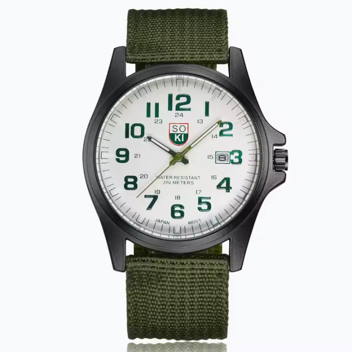 Reloj De Pulsera Deportivo Para Hombre Simple Y Elegante Con Calendario Cuarzo Material De Correa De Nylon Resistente Al Agua - 1