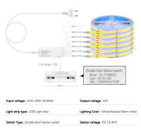 Tira De Luces LED COB Con Sensor De Doble Puerta Para Decoración De Armario Vitrina Y Cava De Vino Control Por SensorInterruptor De Luz Sensorial - details 1
