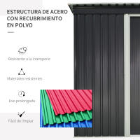 Outsunny Cobertizo de Jardín Exterior 1,16 m² 163x89x182 cm Caseta Metálica para Herramientas con Puerta Corredera y Techo Inclinado para Terraza Patio - details 3