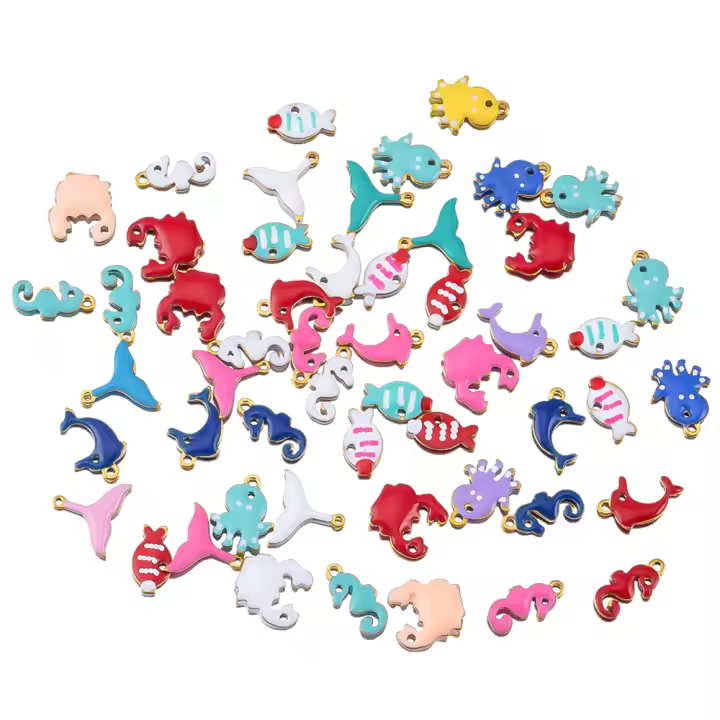 20pcs Colgantes De Acero Inoxidable En Forma De Delfín Octopus Caracol Estrella De Mar Para Creación De Joyas Collares Y Pendientes DIY - 1