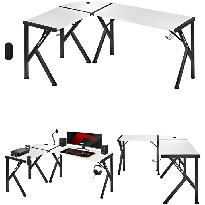 Escritorio de Juego Huzaro Hero 6.3 Blanco - Amplio Espacio de Trabajo - 1