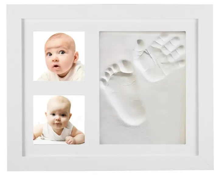 Kit De Huellas y Manos De Bebé, Marco De Fotos De Recuerdo Arcilla Segura Para Bebés Regalos De Baby Shower Marco De Fotos Para Recién Nacidos, Niños y Niñas. - 1