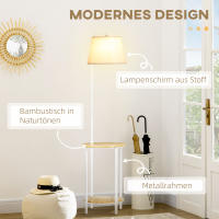 Lámpara de pie de 162 cm y 40 vatios, con dos estantes y una Pantalla de Lino metalizado Blanco, ideal para salones y dormitorios. - details 0