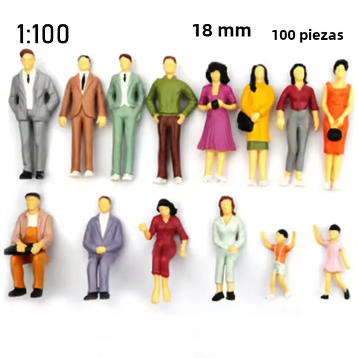 Figuras De Personajes De Escala 1:100/1:150/1:75/1:50 ABS Para Modelos De Construcción De Trenes Y Escenarios DIY Colores Mixtos Posable Pack De 100 - 1