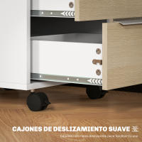 HOMCOM Cajonera de Oficina Mueble Archivador con Ruedas 3 Cajones Cerradura y 2 Llaves para Estudio Salón 40x40x63,5 cm - details 2