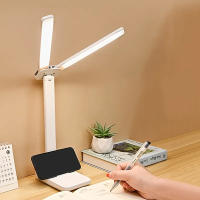 Lámpara De Escritorio Recargable Doble Cabeza Protección Para Los Ojos Plegable Para Estudio Dormitorio Lectura Oficina Con Luz LED Ajustable - details 2