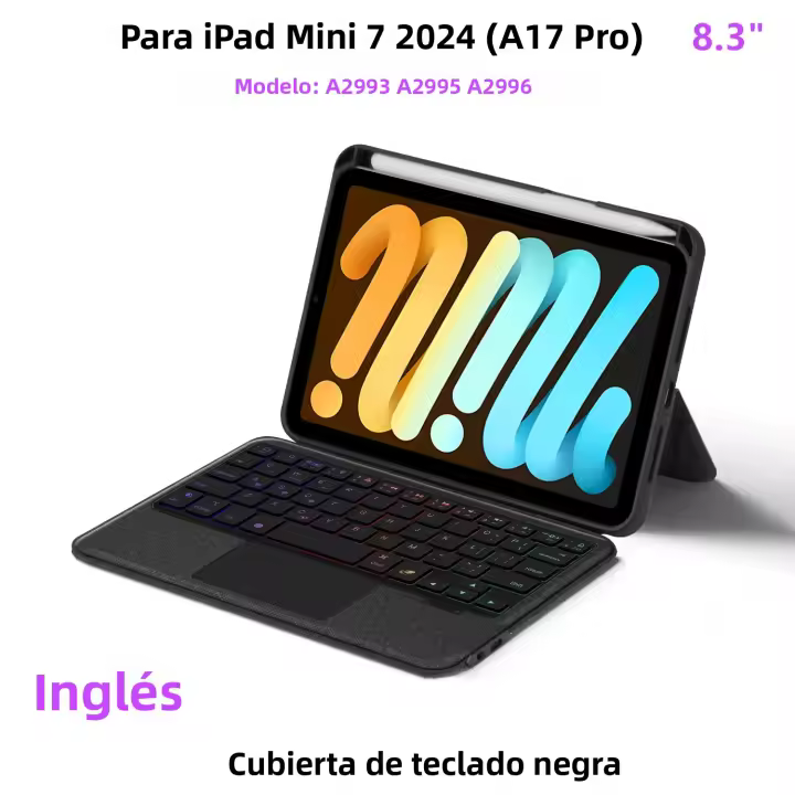 Teclado Retroiluminado HUWEI Magic Para iPad Mini 7 Funda Para iPad Mini 2024 A17 pro 8.3 Pulgadas Soporte Cubierta Inteligente Con Trackpad - 1