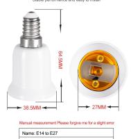 Adaptador De Conversión E14 a E27 Soporte De Bombilla De Plástico Resistente Al Fuego Calidad Superior Soporte De Lámpara - details 4