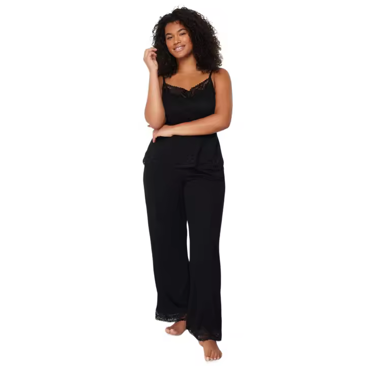 Trendyol Black Lace Detailed Knitted Pajamas Set Tbbss24Ai00000 - 1