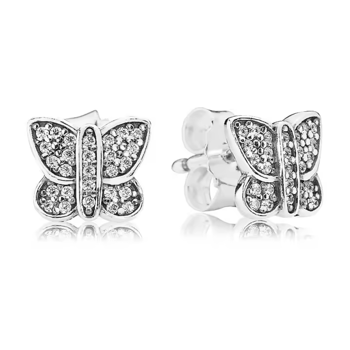 Pandora Pendientes de Aro en Plata de Ley Mariposa Delicada，Incluye Caja Original - 1