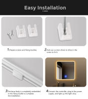 Fita LED Neón Para Baño Con Interruptor Iluminado Luz De Espejo Táctil Dimmer 12V Lámpara Impermeable De LED Para Decoración De Habitación - details 8