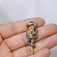 Collar De Hombre Con Colgante De Flor Y Serpiente En Acero Inoxidable 316L Joyería Punk Biker Para Adolescentes Regalo Para Parejas - details 3