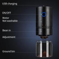 Cafetera,Molinillo de café eléctrico portátil para preparar 4 tazas de café expreso, muele café en polvo grueso, medio fino y extrafino, recargable por USB (negro) - details 5