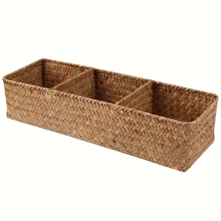 Cesta De Almacenamiento De Sisal 3 Compartimentos Caja De Almacenamiento Para Baño Organización De Papel Higiénico - 1