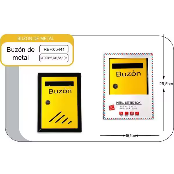 Buzón de metal 26,5cm  X 19,5cm X 5,8cm - 1