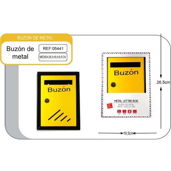 Buzón de metal 26,5cm  X 19,5cm X 5,8cm - 1