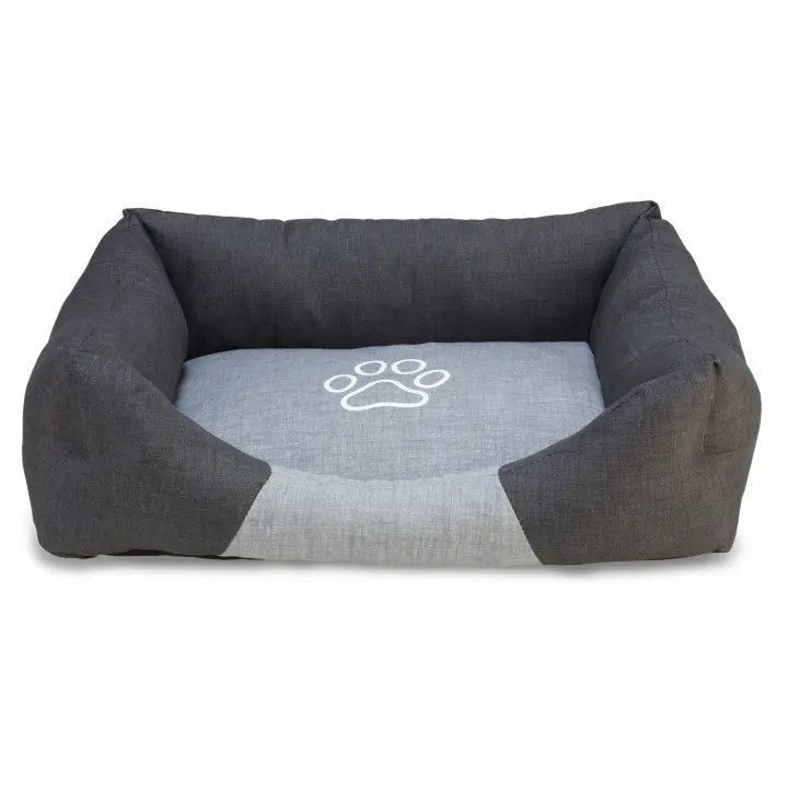 Cama cuadrada Negra y Gris con Huella 70x55x19cm - 1