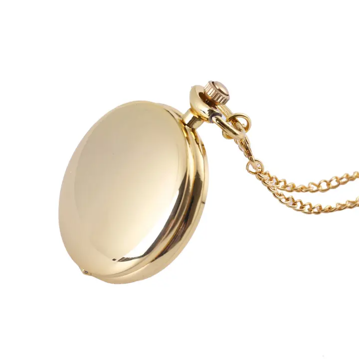 Reloj De Bolsillo Vintage Sencillo Con Cadena Colgante Redonda De Aleación De Color Sólido Reloj De Cuarzo Clásico De Gran Tamaño Para Hombres Y Mujeres - 1