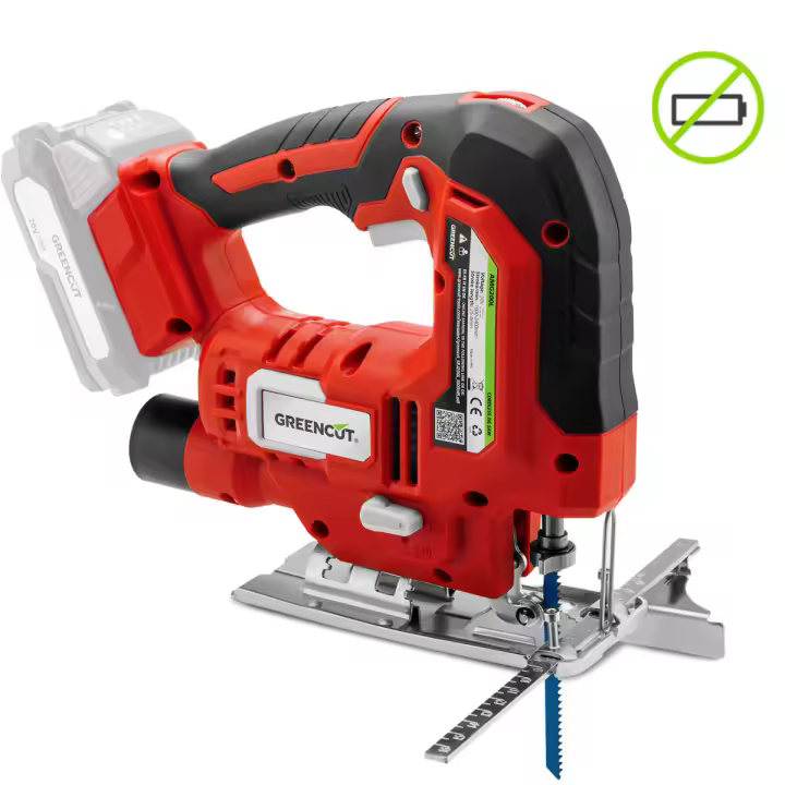 GREENCUT SRJ200L-SB - Sierra de calar 20V, batería litio NO INCLUIDA, 4 posiciones de chuchilla, velocidad ajustable y profundidad corte hasta 65 mm - 1