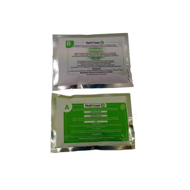 Irisana - NutriBase A+B - 2 Bolsas Herméticas en Polvo - Fertilizante Hidropónico - Prepara 1 l de Agua para Riego - Calcio Extra para Huerto Urbano - 1