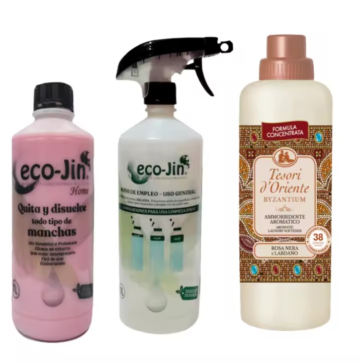 ECOJIN ORIGINAL DE LABONCLER A ELEGIR + DIFUSOR PARA HACER LAS MEZCLAS + SUAVIZANTE TESORI D ORIENTE BIZANCIO PARA UNA ROPA SUAVE Y PERFUMADA. QUITAMANCHAS, DESENGRASANTE, ECO JIN ORIGINAL, PRODUCTOS LABONCLER, SUAVIZANTE AROMA ARABE VIRAL LIMPIAYBRILLA - 1