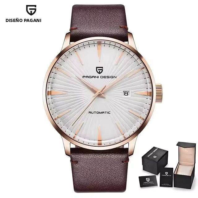 Reloj Mecánico PAGANI DESIGN Para Hombre Resistente Al Agua De Acero Inoxidable Deportivo Y De Moda Con Display Sin Números Corona a Prueba De Agua Y Cierre Push Button Hidden Clasp - 1