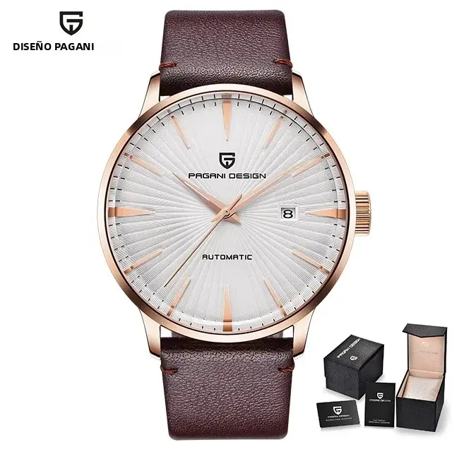 Reloj Mecánico PAGANI DESIGN Para Hombre Resistente Al Agua De Acero Inoxidable Deportivo Y De Moda Con Display Sin Números Corona a Prueba De Agua Y Cierre Push Button Hidden Clasp - 1