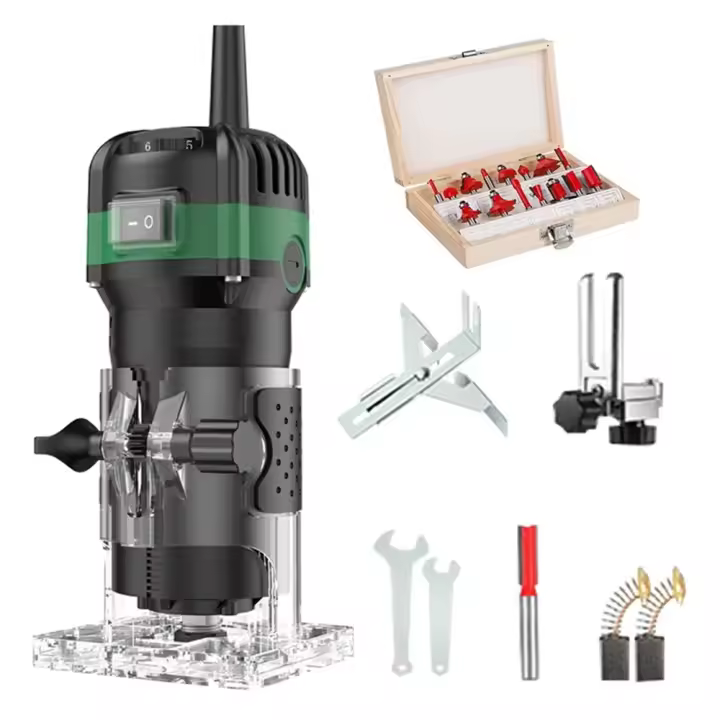 Máquina de tallado de carpintería eléctrica de 800W máquina de tallado de carpintería de 6 velocidades máquina de tallado de borde eléctrico herramienta de corte de borde bricolaje 6.35 fresadora， - 1