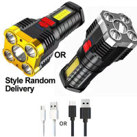 Linterna LED Recargable De Alta Potencia Con 5 Núcleos Luz Secundaria COB 4 Modos Impermeable Para Camping Y Aventuras Al Aire Libre - details 0