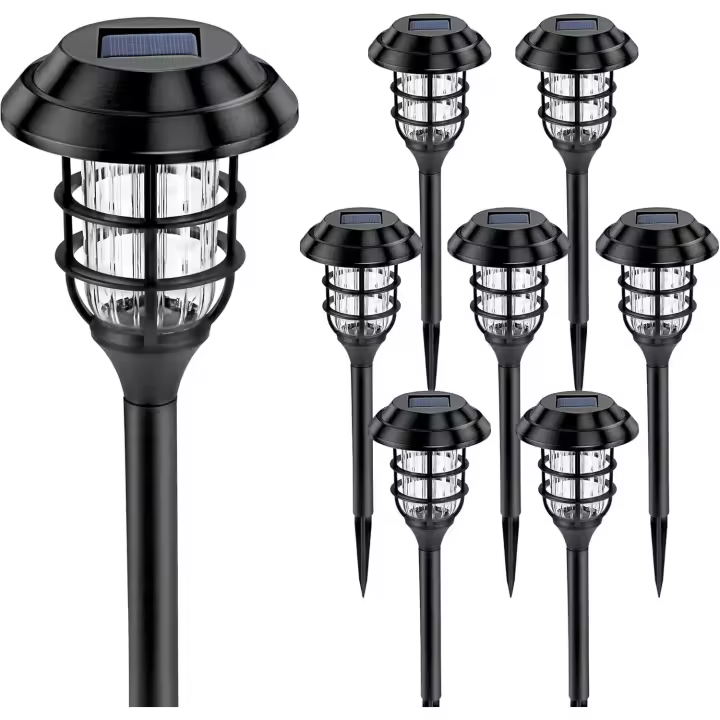 Luces solares para caminos de exterior Solpex, paquete de 8, luces solares para jardín, luces LED impermeables para caminos (blanco frío) - 1