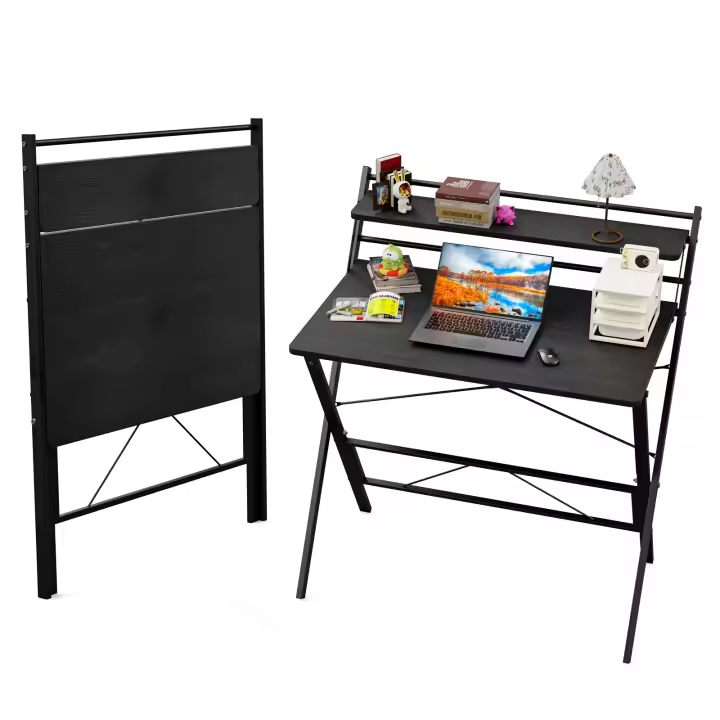 Escritorio plegable para ordenador, mesa de trabajo para el hogar, oficina, mesa auxiliar plegable, 80 x 50 x 107 cm, color blanco - 1