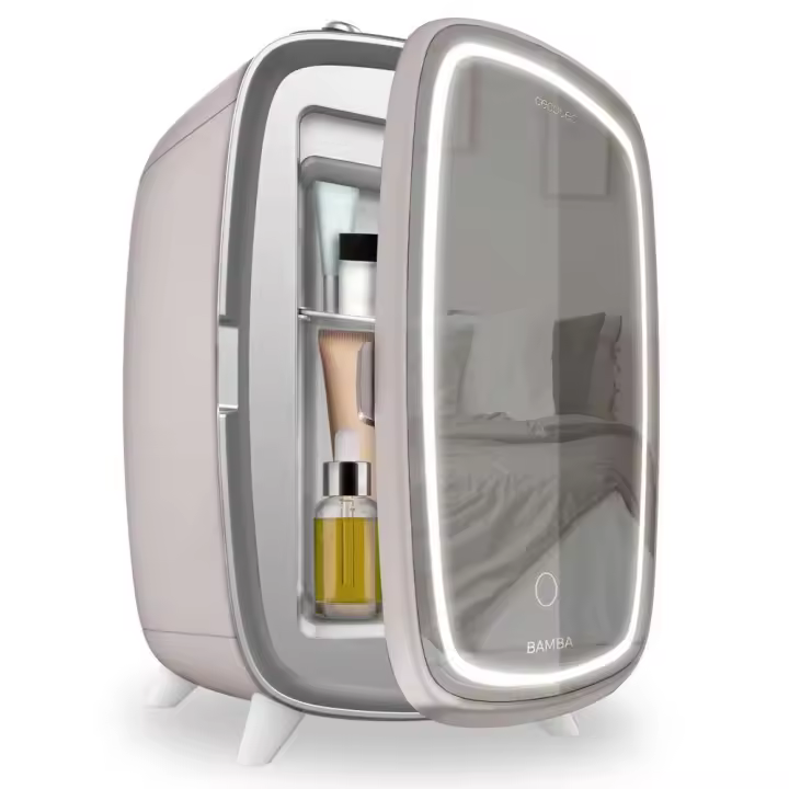 Nevera de cosméticos Bamba CoolingBeauty 6000 con espejo y luz led, 6 litros, color rosa - 1