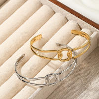 Encanto Anillos abiertos ajustables de acero inoxidable 304, sortijas huecas de Color dorado, sortijas de fiesta de boda, Pulsera de acero inoxidable abierta hueca, joyería ajustable chapada en oro de alto brillo - details 0